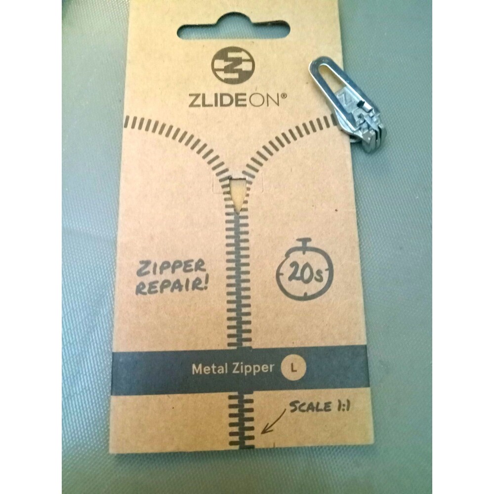 ZlideOn Metal Zipper Repair Kit Size L Silver Regular 2-Way 10513/5A